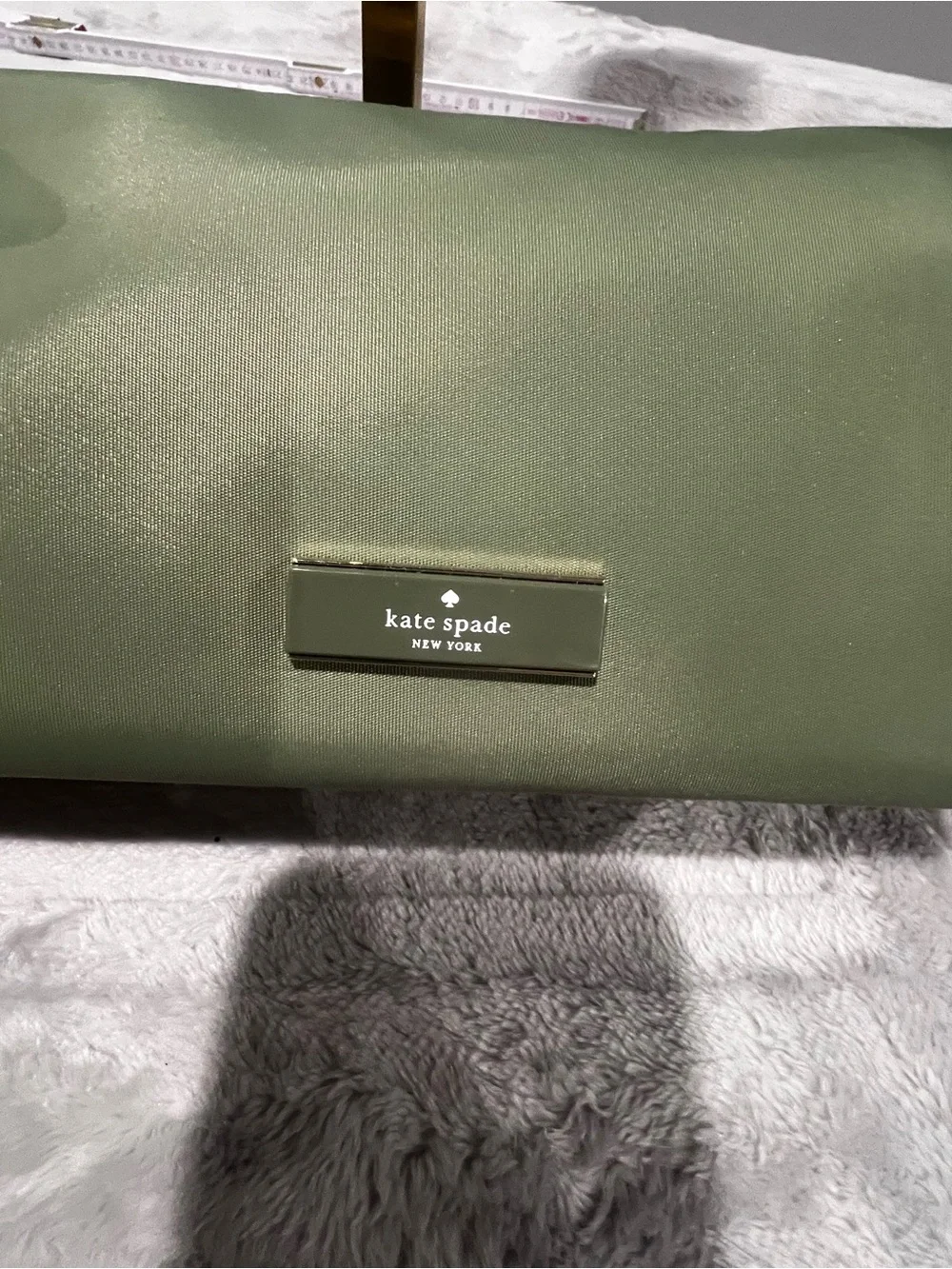 NWT Kate Spade Carter Nylon Cosmetic Pouch in Cedar Stand Green